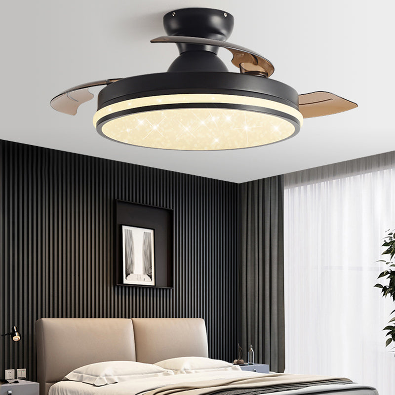 Simple LED Ceiling Fan Lamp Metal Fan Lighting for Dining Room