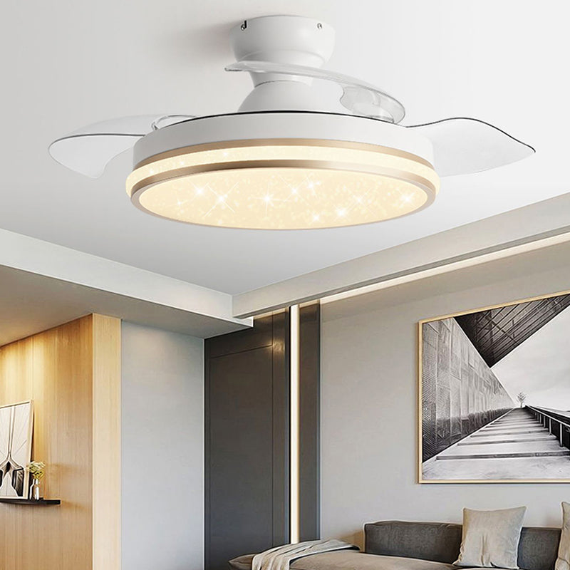 Simple LED Ceiling Fan Lamp Metal Fan Lighting for Dining Room