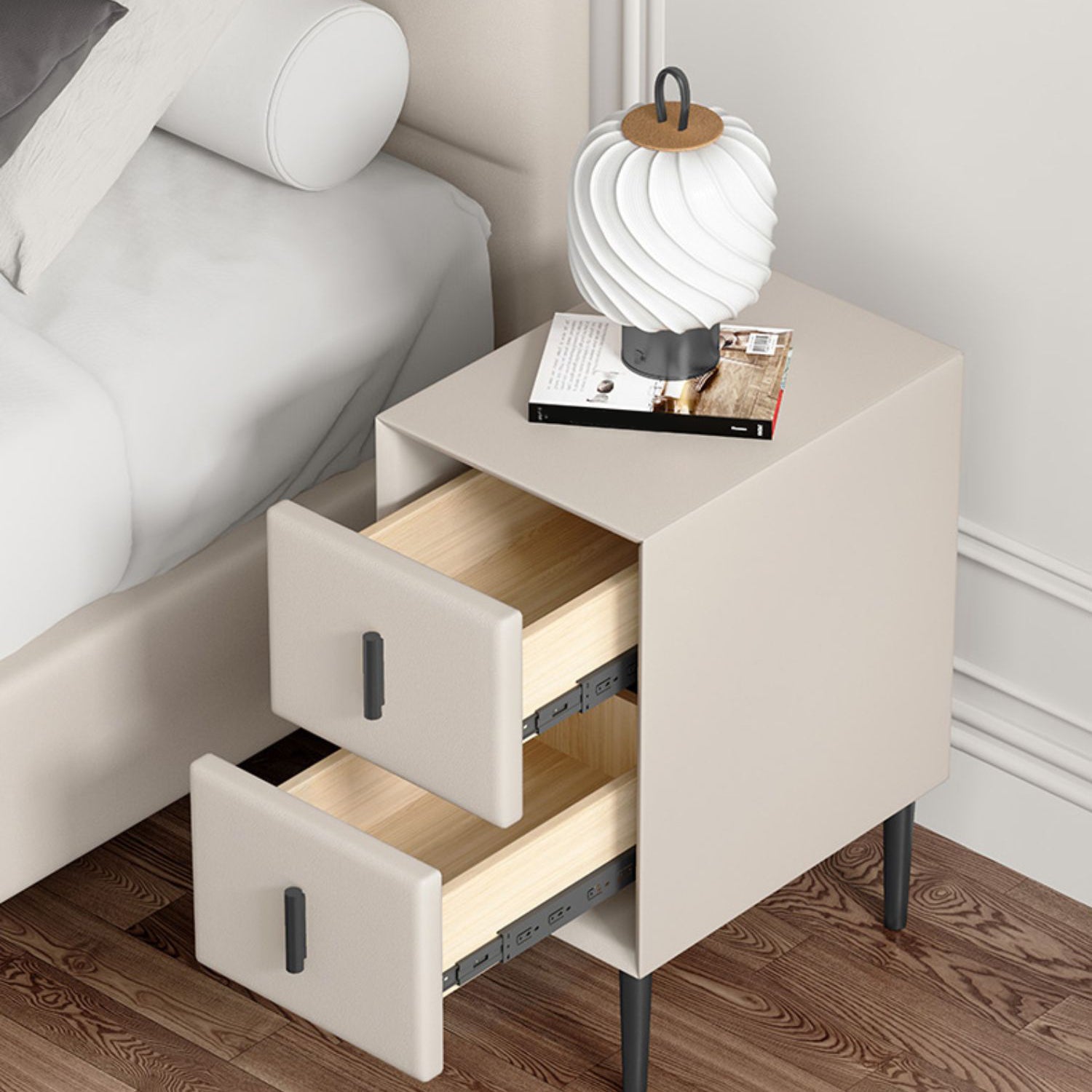 Contemporary Solid Wood Kids Nightstand Flat Top Nightstands with Drawers