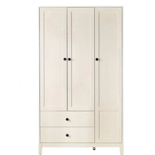 White Kid's Wardrobe Contemporary Youth Armoire With 3 Doors