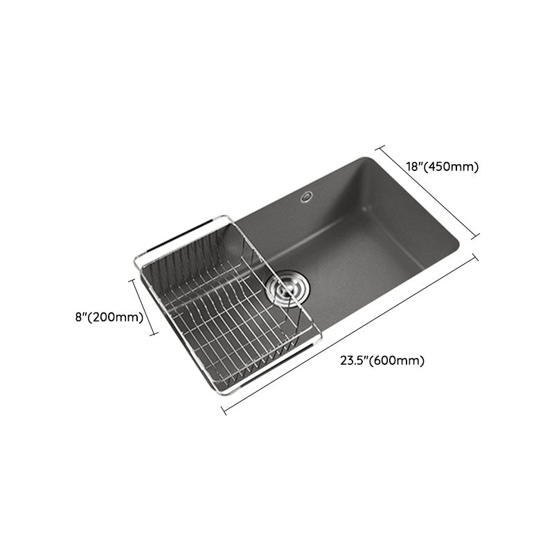 Quartz Kitchen Sink Contemporary Single Bowl Kitchen Sink with Strainer