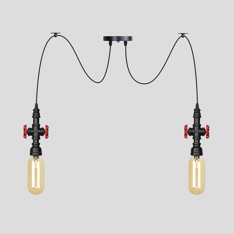 Capsula ambra vetro ambra multiplo luce vintage vintage a 2/3/6 luci a 6 luci lampada a sospensione a led swag in nero