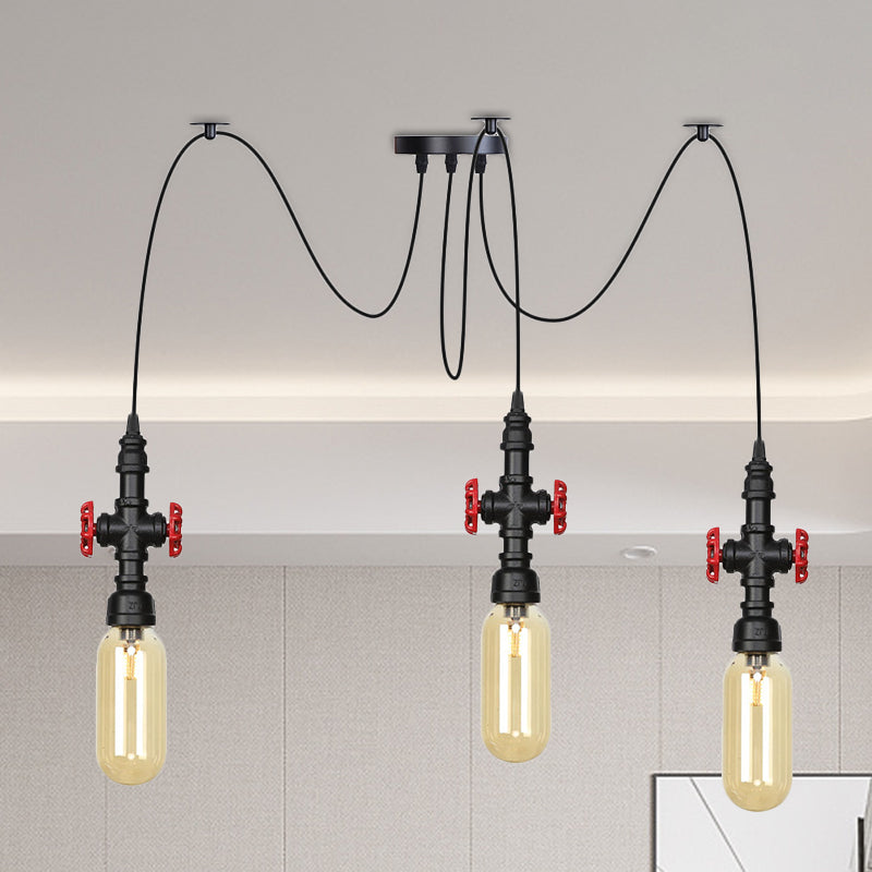 Capsula ambra vetro ambra multiplo luce vintage vintage a 2/3/6 luci a 6 luci lampada a sospensione a led swag in nero