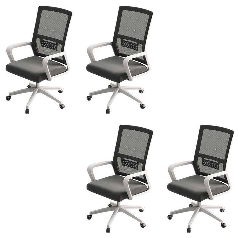 Modern Office Chair Fixed Arms Adjustable Seat Height Chair with Wheels