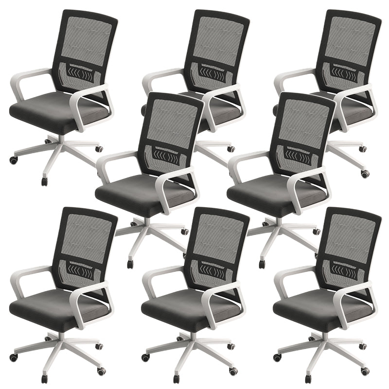 Modern Office Chair Fixed Arms Adjustable Seat Height Chair with Wheels