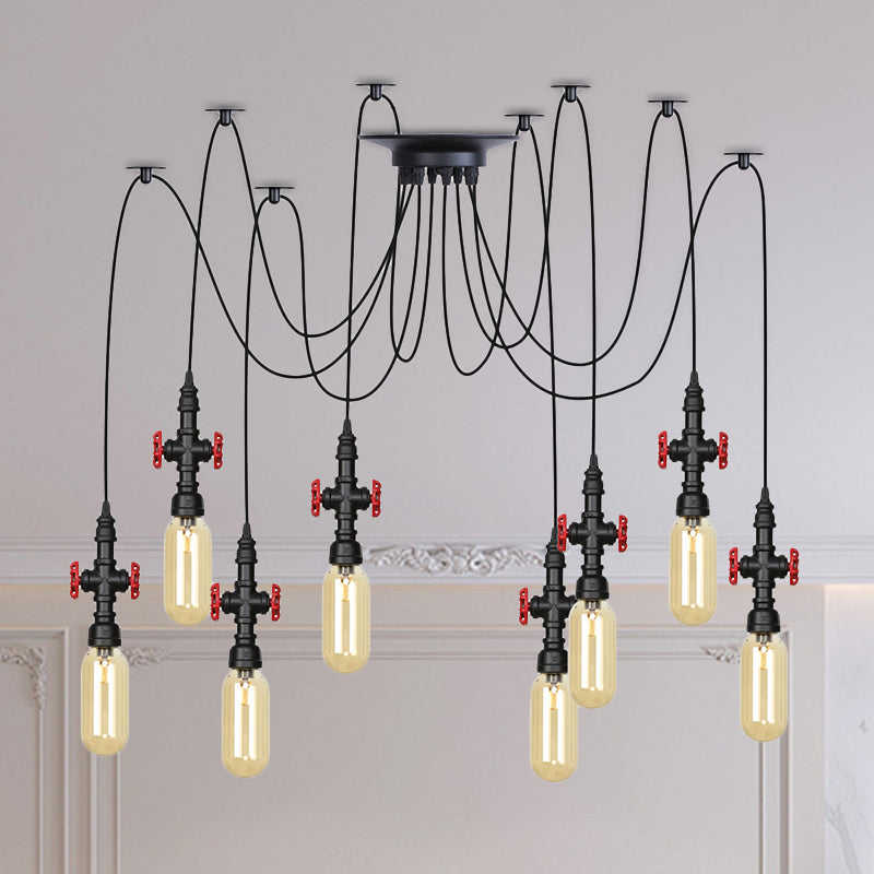 Capsula ambra vetro ambra multiplo luce vintage vintage a 2/3/6 luci a 6 luci lampada a sospensione a led swag in nero