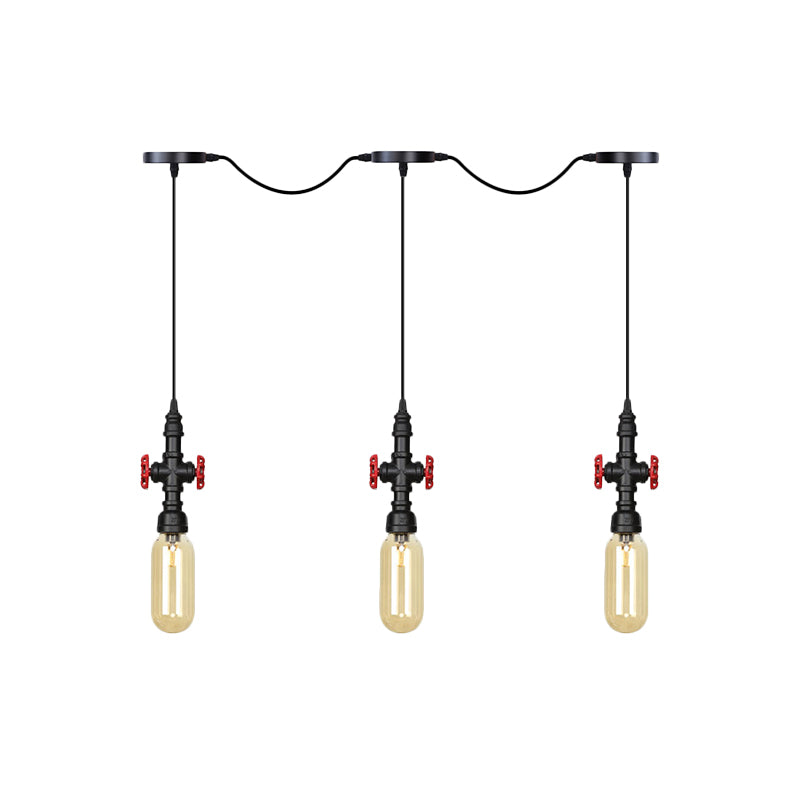 Capsule noire tandem multi-pendentif industriel en verre ambre industriel 3/5/7