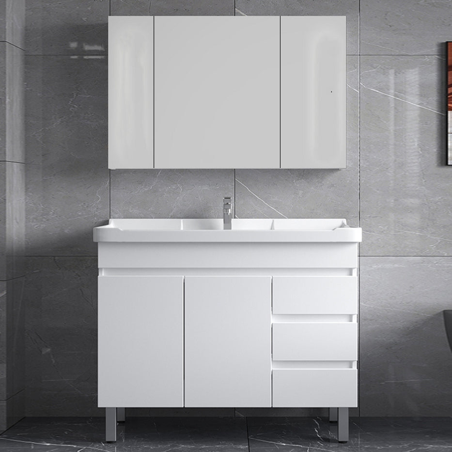 Ceramic Single Bathroom Vanity  Modern White Rectangular Freestanding Vanity Set