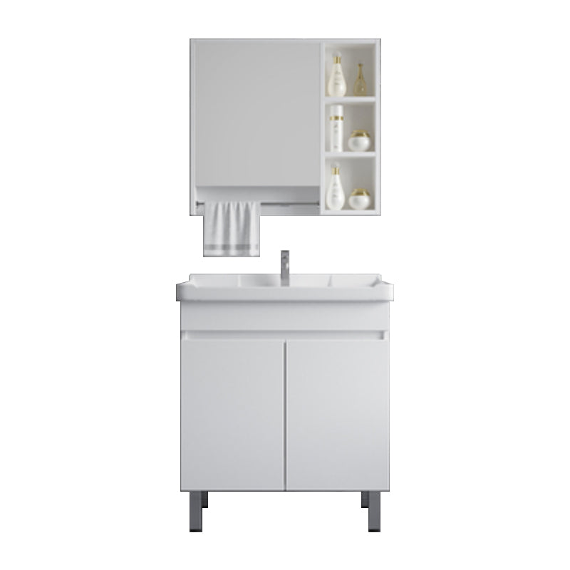 Ceramic Single Bathroom Vanity  Modern White Rectangular Freestanding Vanity Set