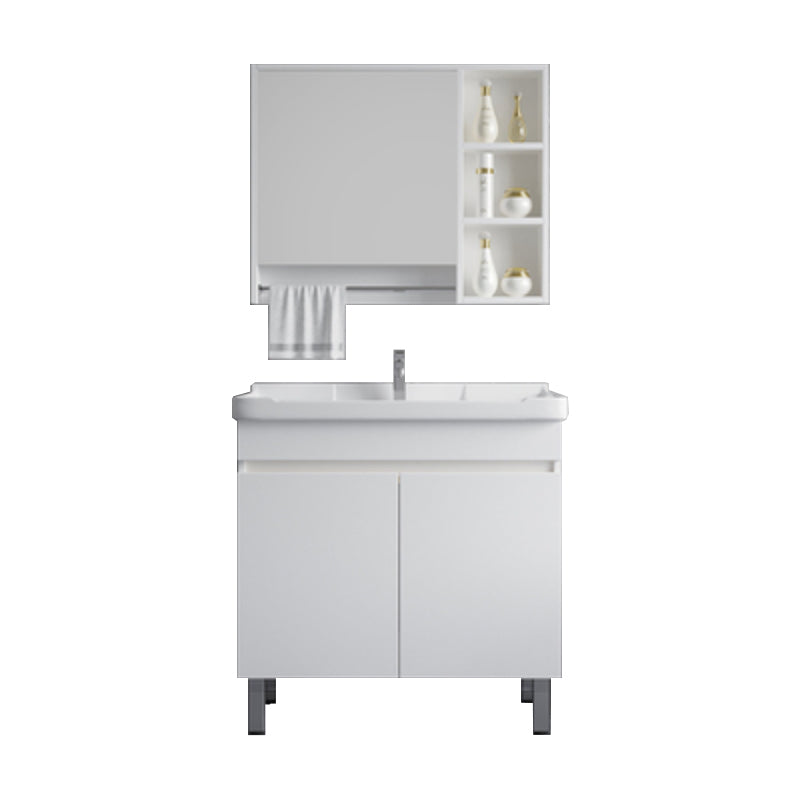 Ceramic Single Bathroom Vanity  Modern White Rectangular Freestanding Vanity Set