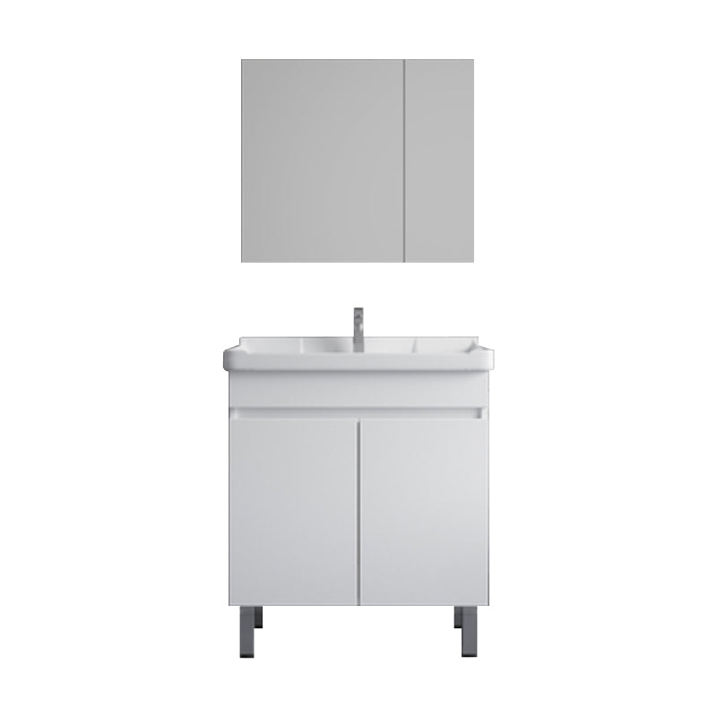 Ceramic Single Bathroom Vanity  Modern White Rectangular Freestanding Vanity Set