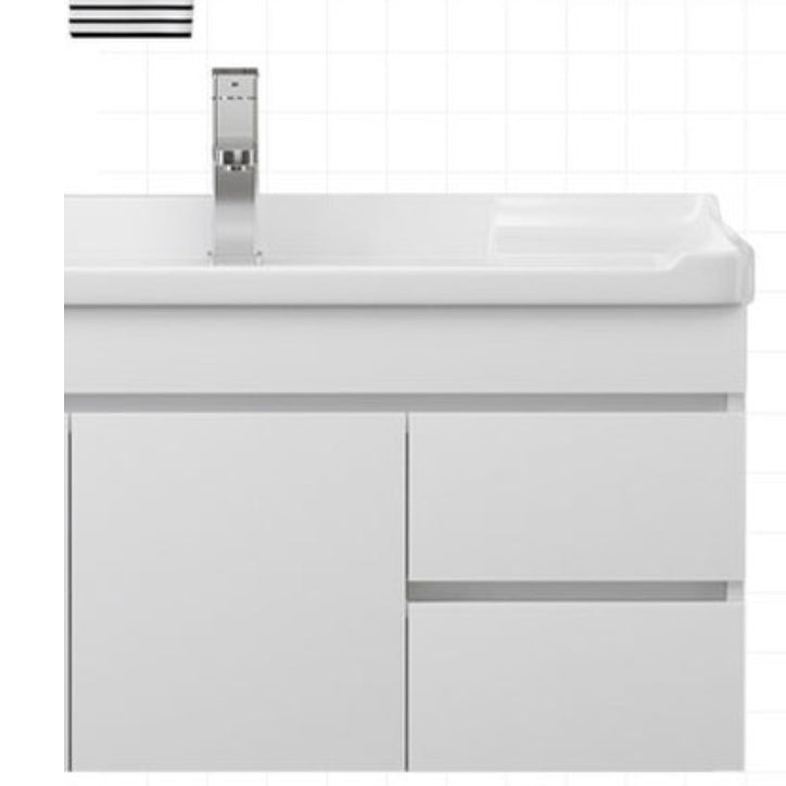 Wall Mount Single Bathroom Vanity Modern White Rectangular Wood Vanity Set