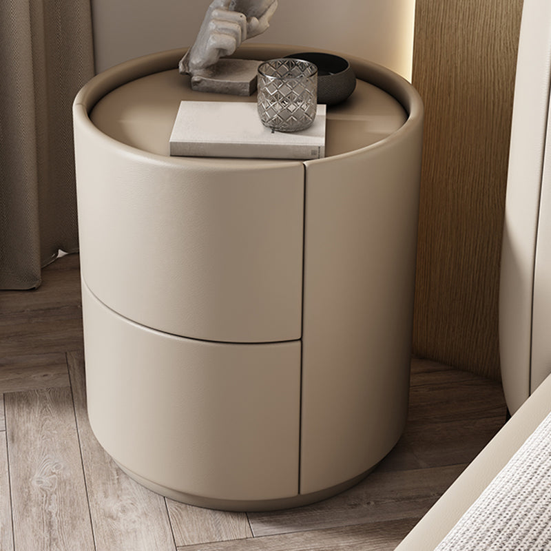 Contemporary Round Kids Nightstand Solid Wood Nightstands with Drawers