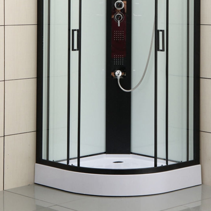 Black Framed Shower Enclosure Double Sliding Round Shower Stall