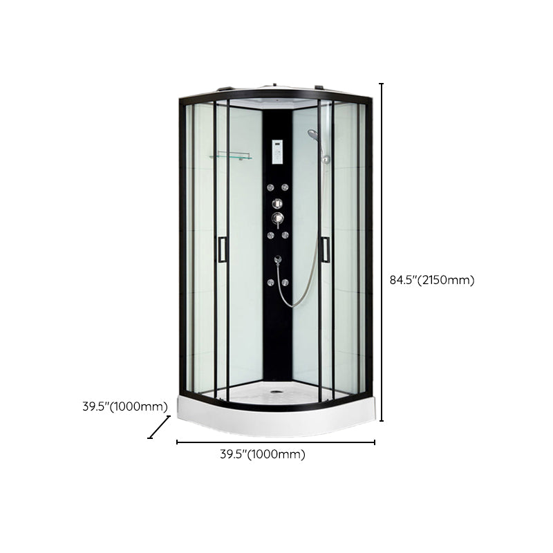 Black Framed Shower Enclosure Double Sliding Round Shower Stall