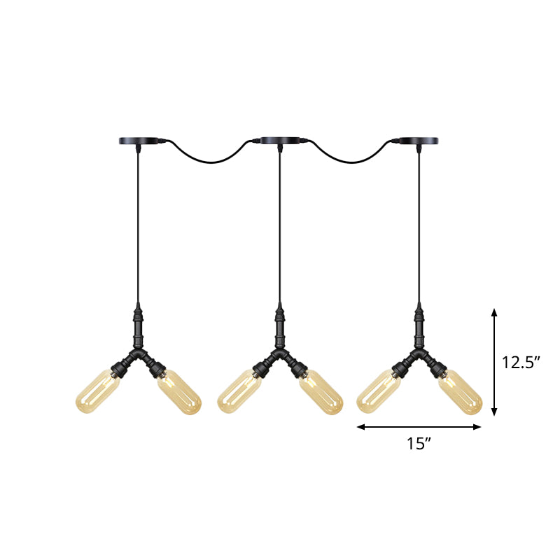 6/10/14 lampen Multi plafondlicht industrieel restaurant tandem hanglamp met capsule gekleurde glazen schaduw in zwart