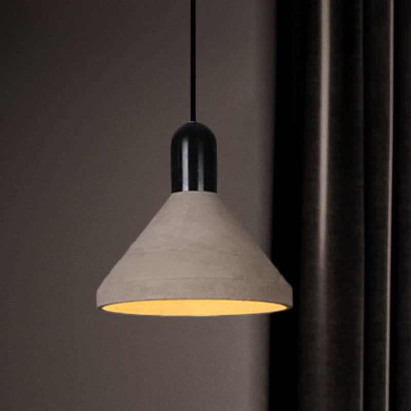 Conical Cement Cement Light Antiqued 1 Bulb Restaurant Hangende hanglamp in grijs en zwart/rood/hout
