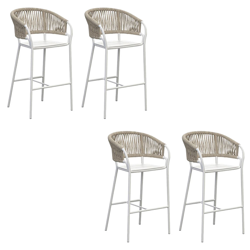 Tropical Outdoor Bistro Chairs Rattan With Arm Aluminum Patio Dining Chair