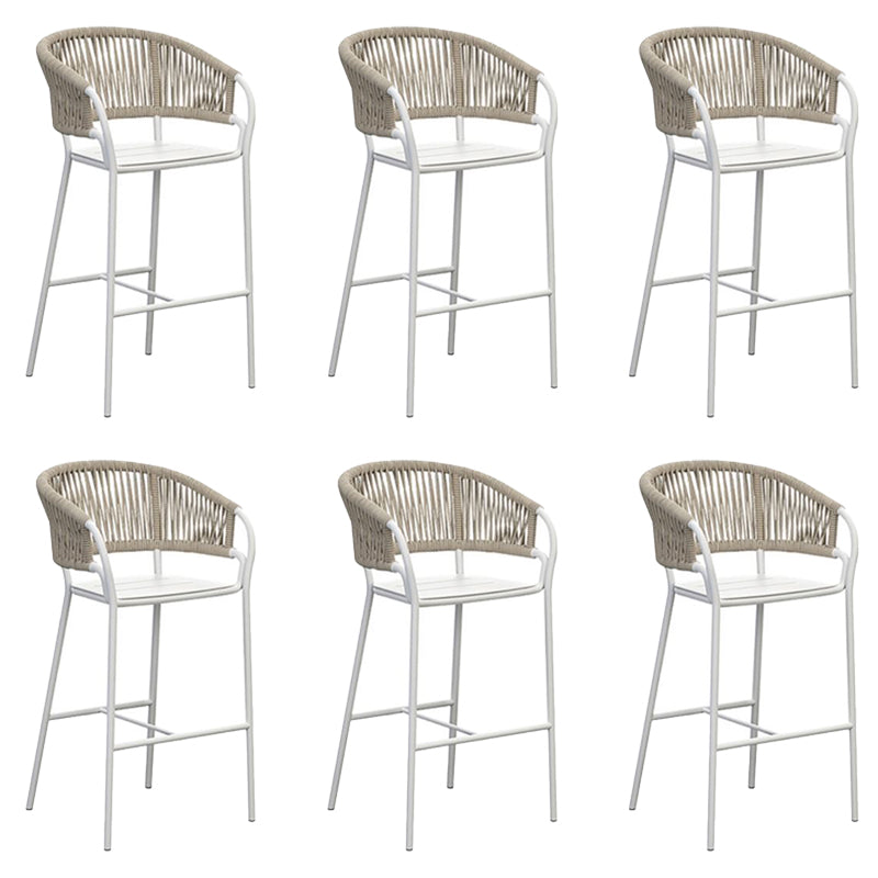 Tropical Outdoor Bistro Chairs Rattan With Arm Aluminum Patio Dining Chair