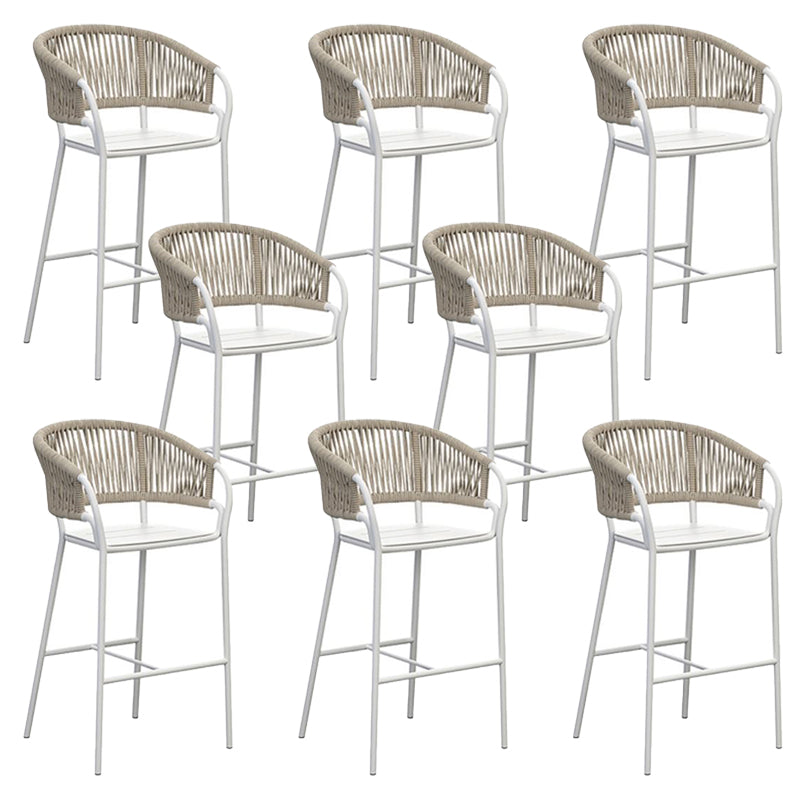 Tropical Outdoor Bistro Chairs Rattan With Arm Aluminum Patio Dining Chair