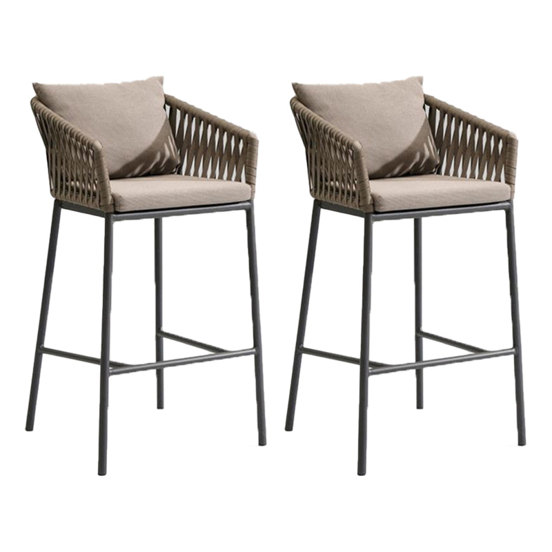 Tropical Outdoor Bistro Chairs Rattan With Arm Aluminum Patio Dining Chair