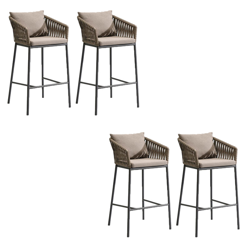 Tropical Outdoor Bistro Chairs Rattan With Arm Aluminum Patio Dining Chair