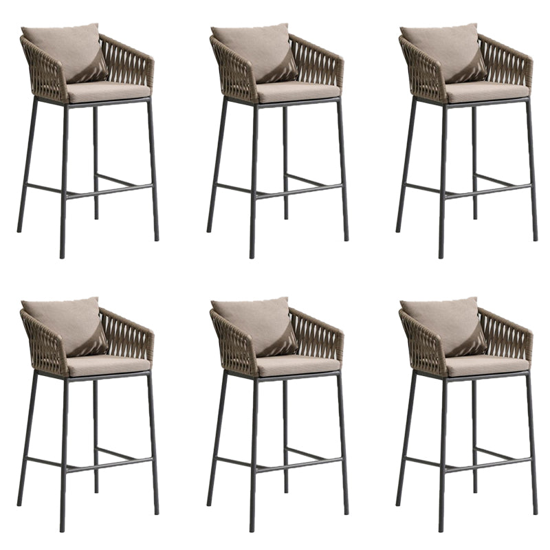 Tropical Outdoor Bistro Chairs Rattan With Arm Aluminum Patio Dining Chair