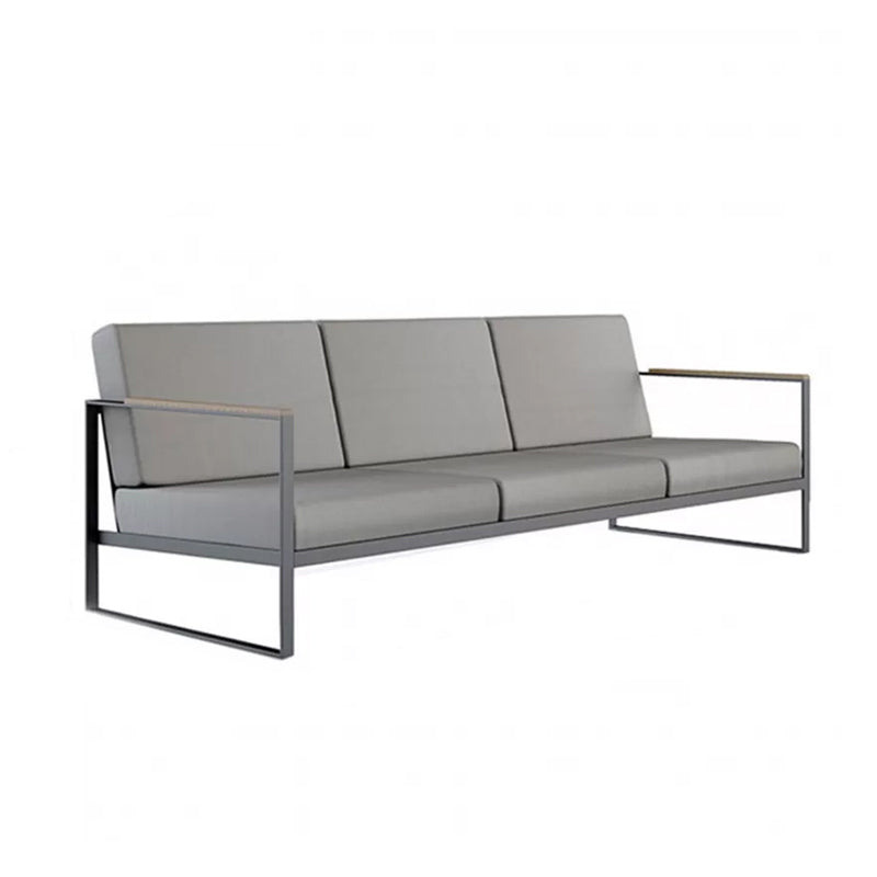 Industrial Metal Frame Patio Sofa Water Resistant Outdoor Sofa with Cushion