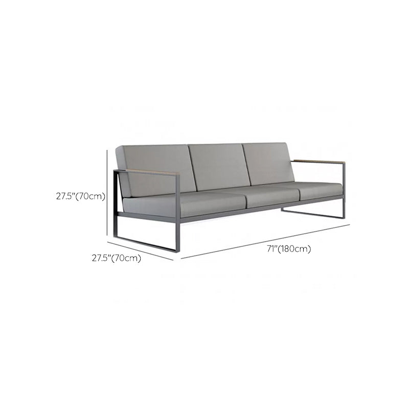 Industrial Metal Frame Patio Sofa Water Resistant Outdoor Sofa with Cushion