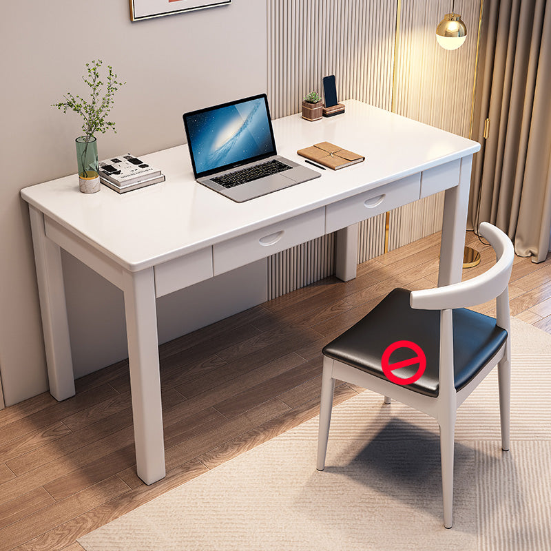 Solid Wood Writing Table with 2 Storage Drawers Contemporary Child Desk