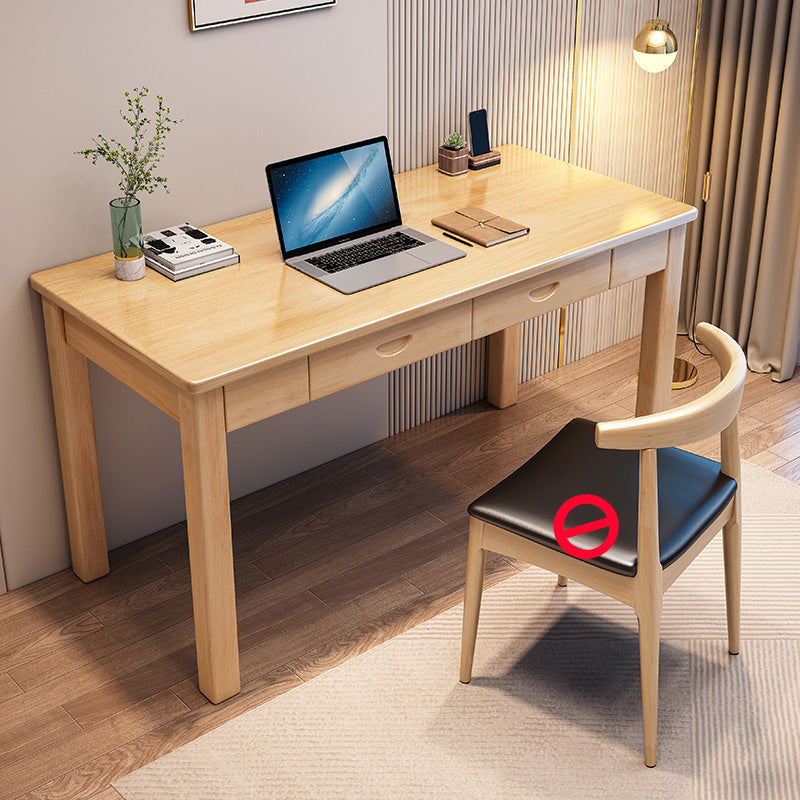 Solid Wood Writing Table with 2 Storage Drawers Contemporary Child Desk