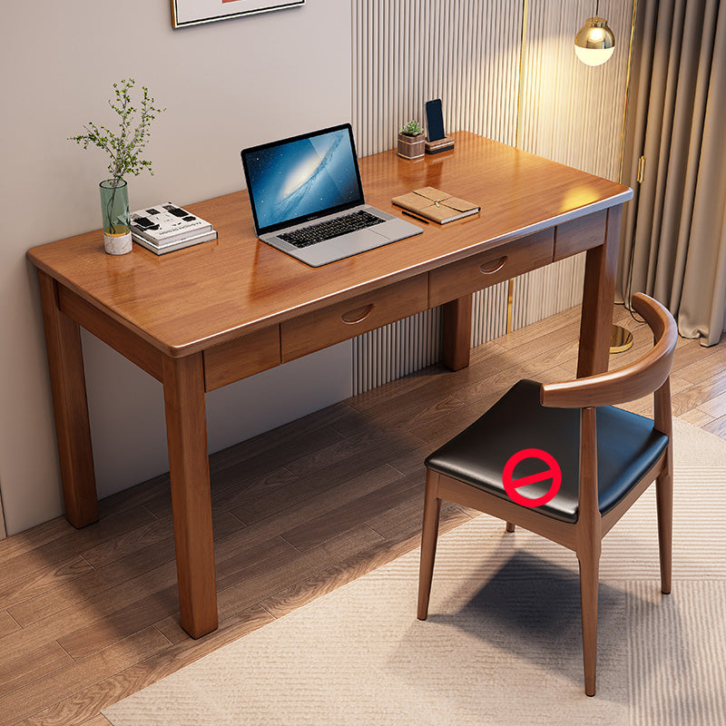 Solid Wood Writing Table with 2 Storage Drawers Contemporary Child Desk