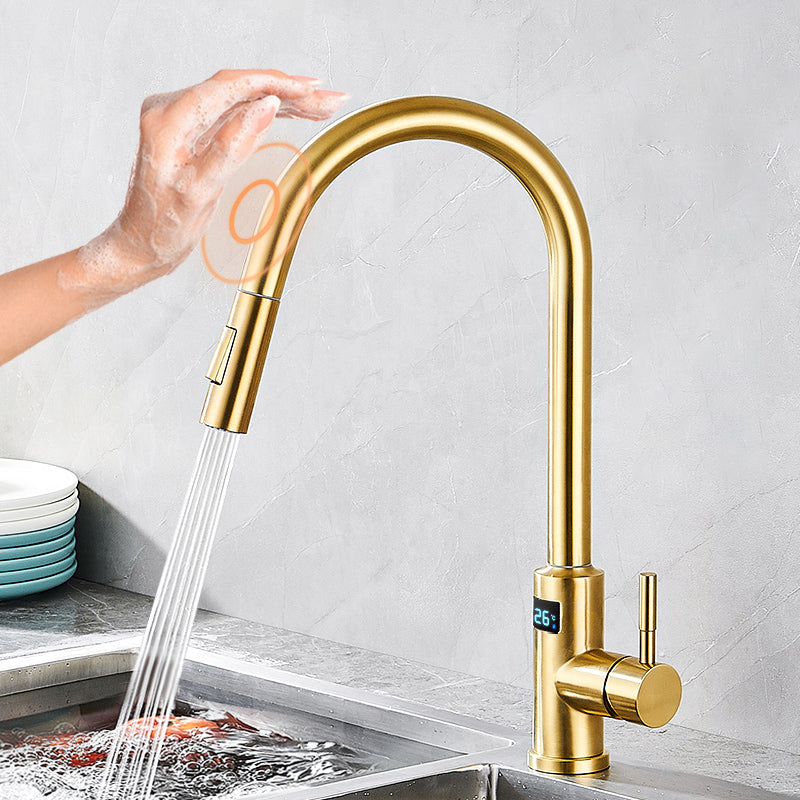 Touch Sensor Kitchen Sink Faucet Swivel Spout with Pull Down Sprayer