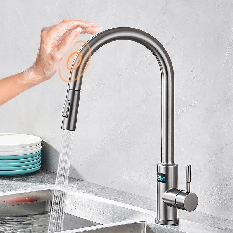 Touch Sensor Kitchen Sink Faucet Swivel Spout with Pull Down Sprayer