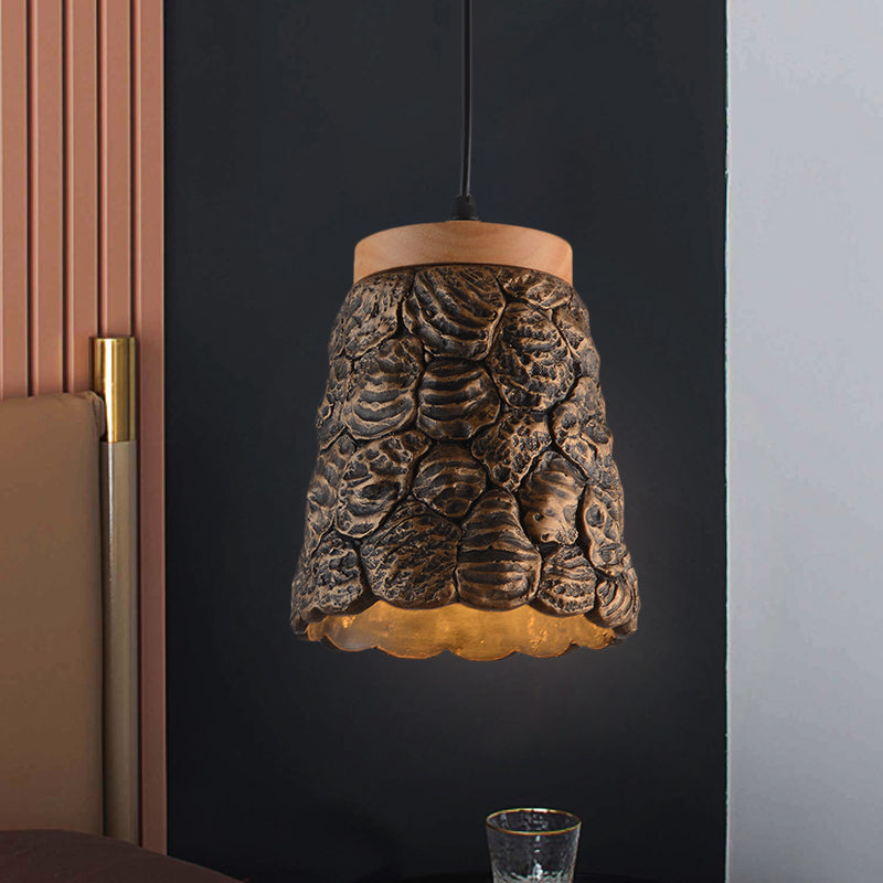 Cement Cup Pendant Licht armatuur Antiqued 1-Light Restaurant Hangende lampkit in donkergrijs/lichtgrijs/brons met klonterig ontwerp