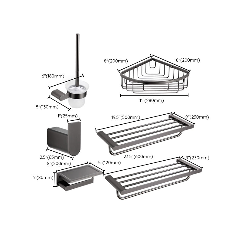 Modern Matte Gray Bathroom Accessory Set Bath Shelf/Towel Bar & Paper Holder Included