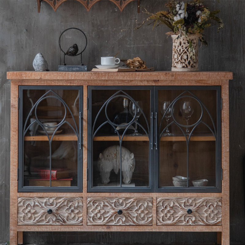 Industrial Cabinet Stain Resistant Distressed Wood Accent Cabinet