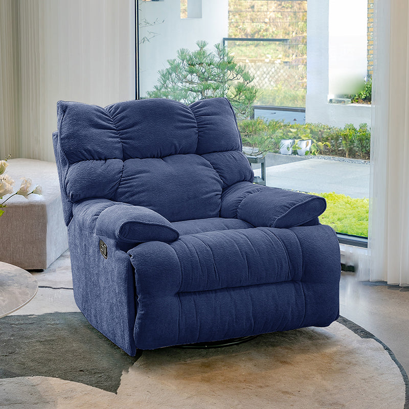 Tufted Back Standard Recliner with Metal Base in Velvet Recliner