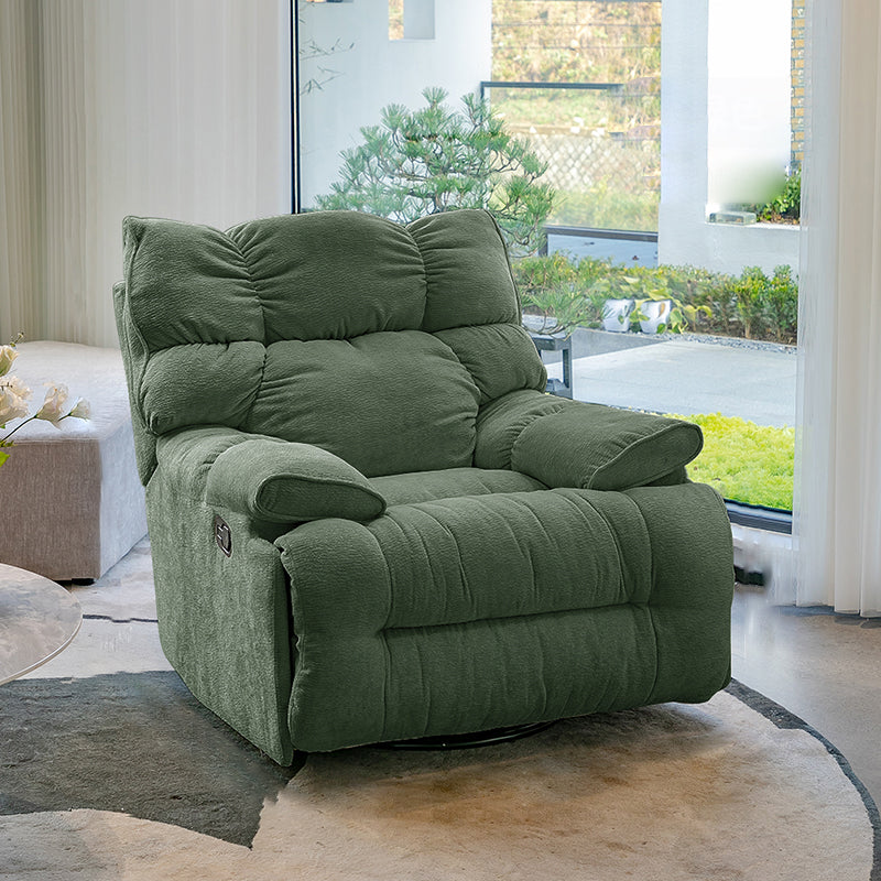 Tufted Back Standard Recliner with Metal Base in Velvet Recliner