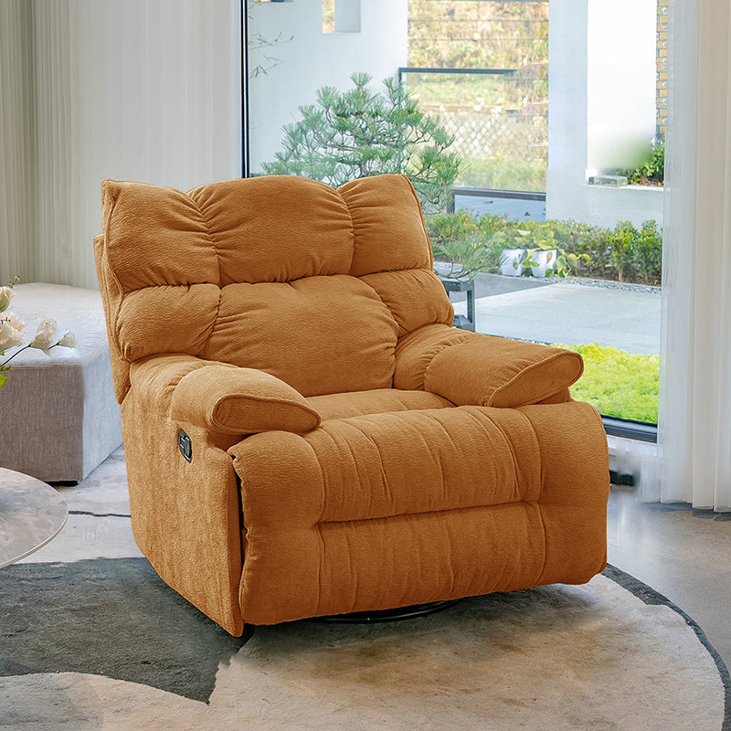 Tufted Back Standard Recliner with Metal Base in Velvet Recliner