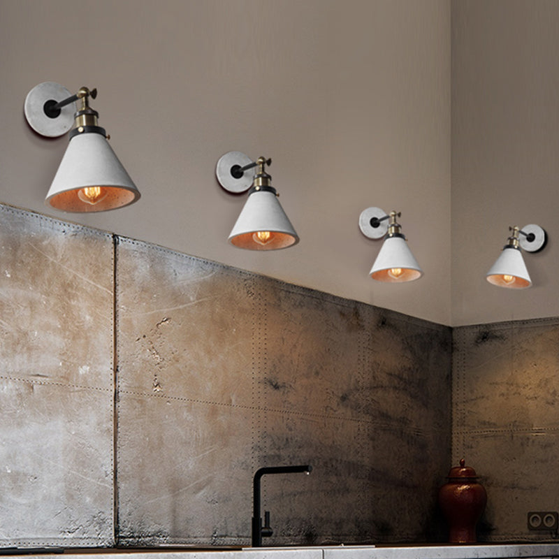 Cono/ciotola grigio/cupola a parete Light Sconce Vintage Cemento vintage 1 Lampada a parete rotabile da cucina leggera