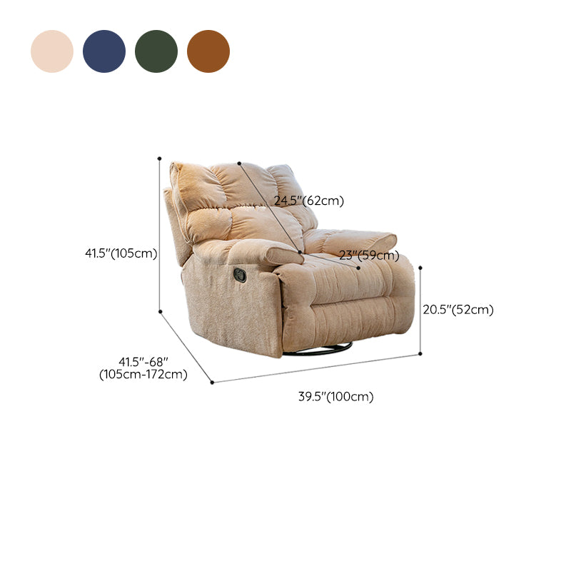 Tufted Back Standard Recliner with Metal Base in Velvet Recliner