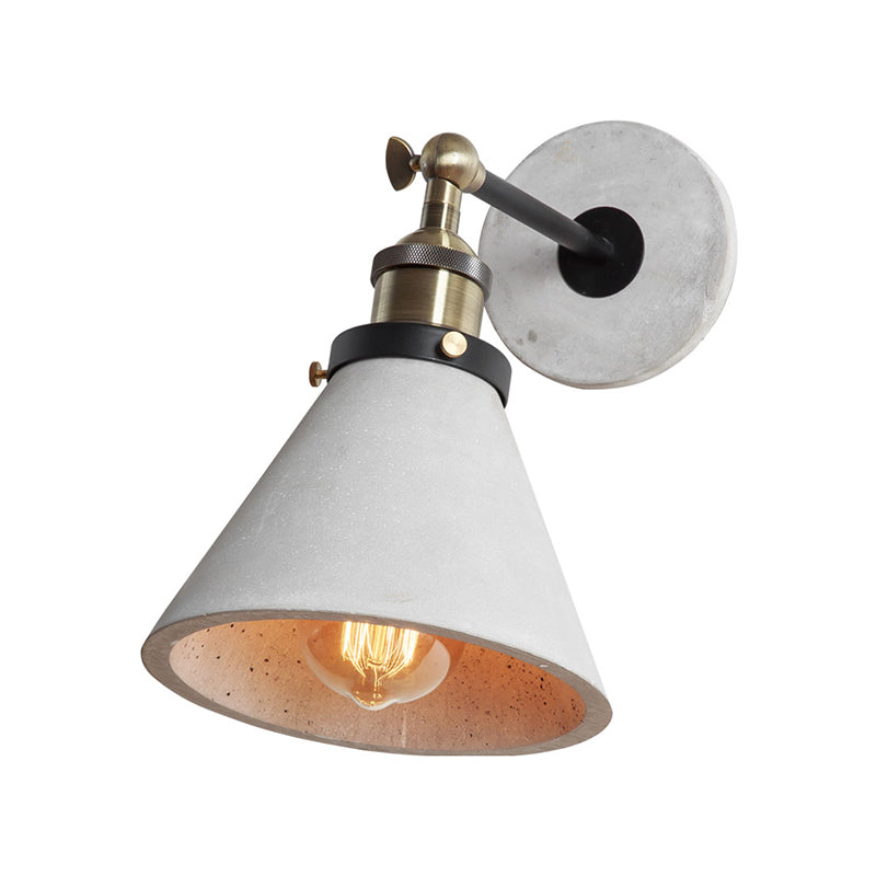 Cono gris/tazón/cúpula de luz de pared cemento vintage 1 lámpara de pared giratoria de cocina ligera