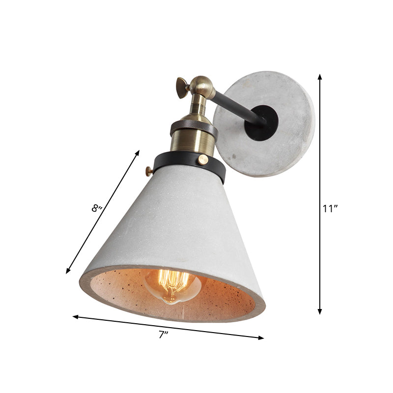 Grijze kegel/kom/koepelwandlicht SCONCE VINTAGE Cement 1 lichte keuken roteerbare wandmontage lamp