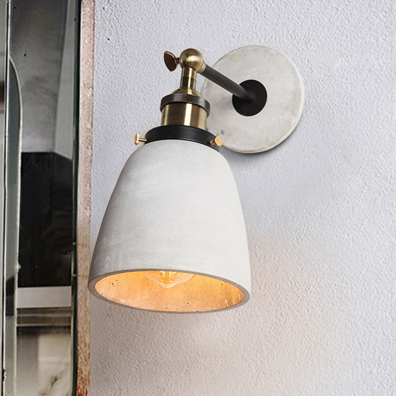 Cono/ciotola grigio/cupola a parete Light Sconce Vintage Cemento vintage 1 Lampada a parete rotabile da cucina leggera