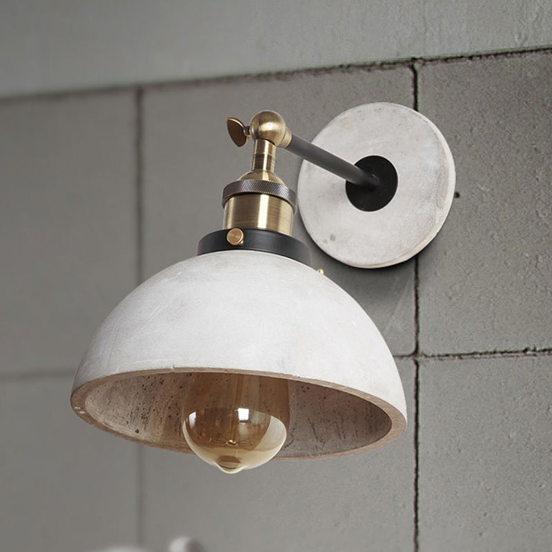 Cono/ciotola grigio/cupola a parete Light Sconce Vintage Cemento vintage 1 Lampada a parete rotabile da cucina leggera