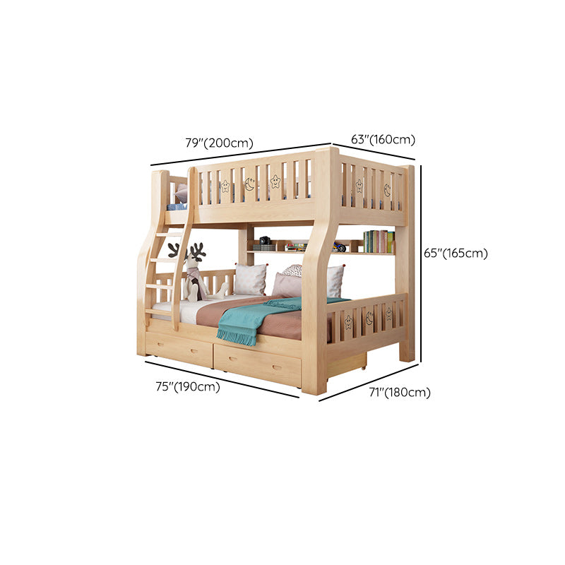 Gender Neutral Kids Bed No Theme Natural Solid Wood Bunk Bed with Mattress