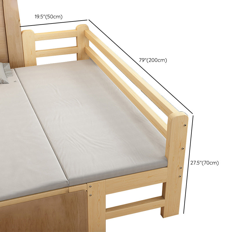 Scandinavian No Theme Kids Bed Solid Wood Toddler Bed with Mattress