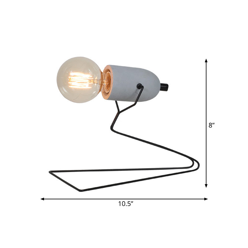Schwarzer Dreiecksrahmen Nachtlicht Vintage Eisen 1 leichte Schlafzimmertischlampe mit grauem Zementdetail