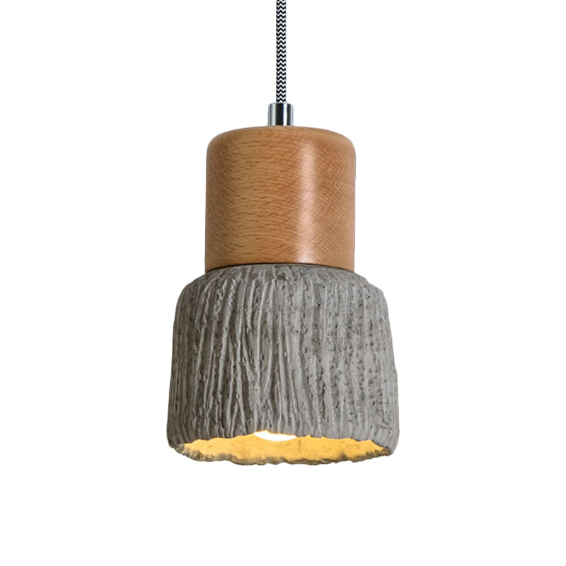 5 "/5,5" brede 1 bol kopje vorm mini hangend licht vintage grijs en houten cement plafondlamp